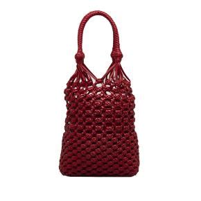 Miu Miu Red Leather Macrame Bucket Bag 